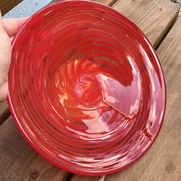 Disney Arribas Brothers blown glass peppermint swirl pedestal bowl - Picture 3 of 9
